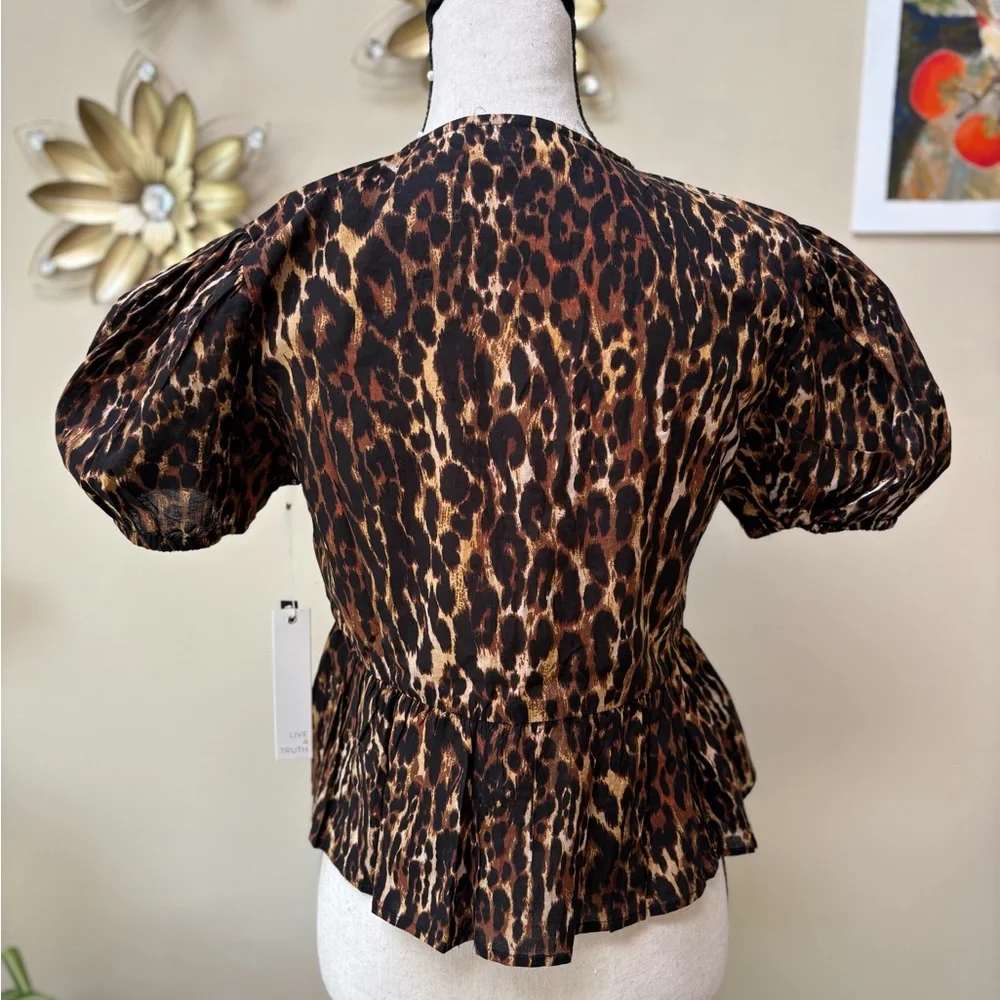 NWT Live 4 Truth Leopard Print Puff Sleeve Blouse - Picture 8 of 11
